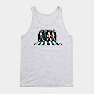 Feline Fab Four - Cat Beatles Abbey Road Parody Art Tank Top